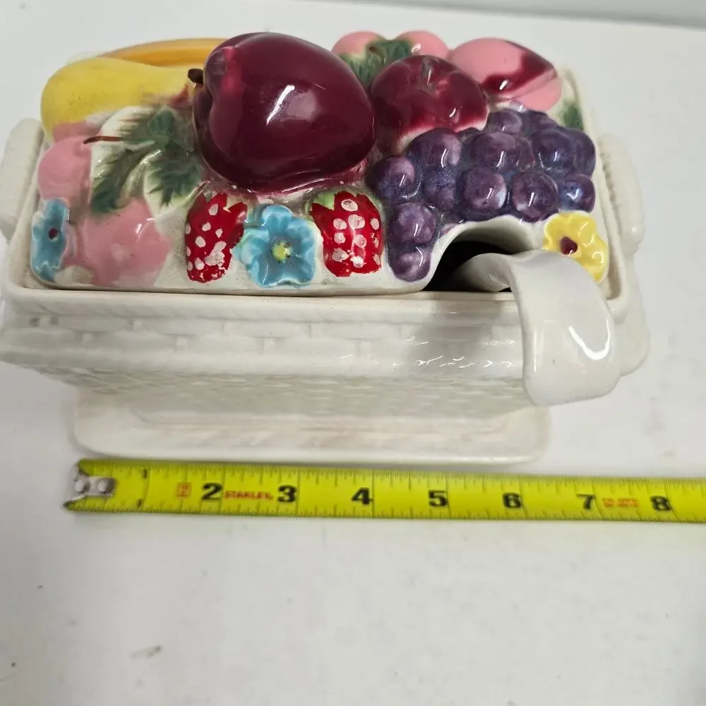 70s Vintage Fruit Basket Glass Tureen with Spoon – Retro Serveware